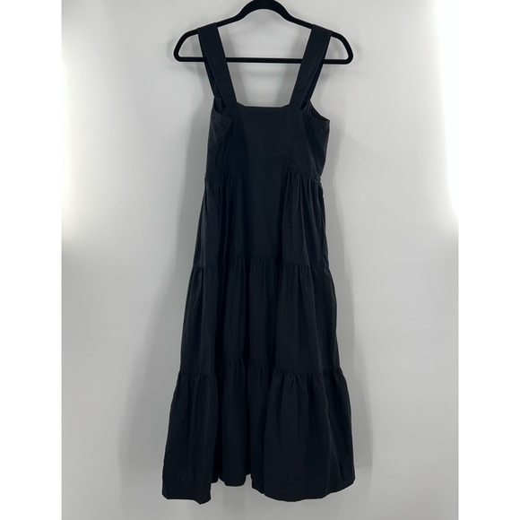 Madewell NWT Button-Front Tiered Midi Dress in True Black size 2 - Picture 4 of 9